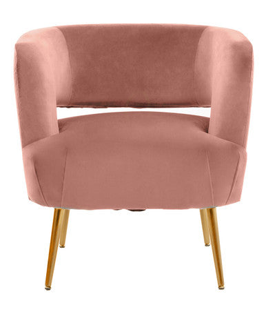 Larissa Pink Velvet Accent Chair with Gold Finish Base