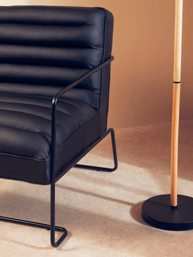 New Foundry Leather Effect Black Chair