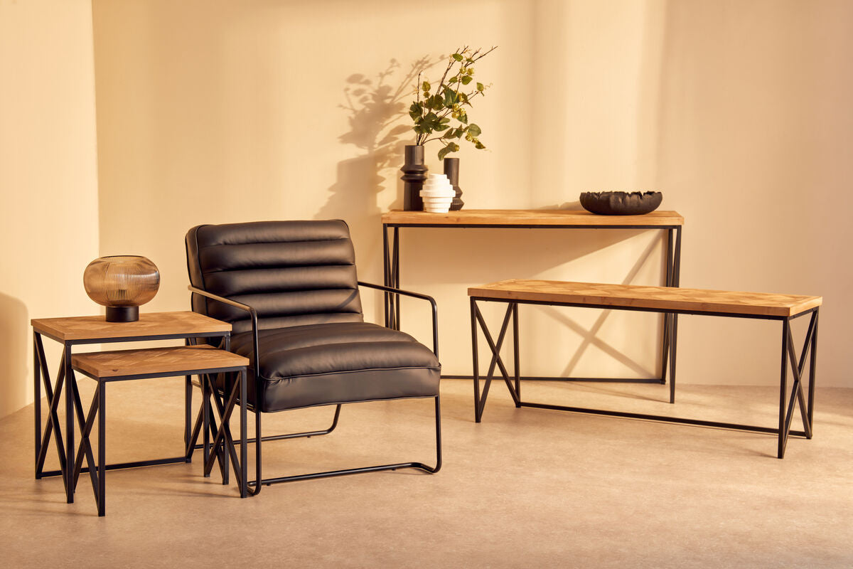 New Foundry Leather Effect Black Chair