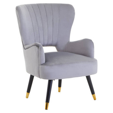 Loretta Grey Velvet Chair with Cut Out Back