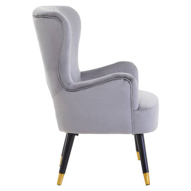 Loretta Grey Velvet Chair with Cut Out Back
