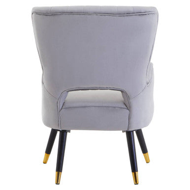Loretta Grey Velvet Chair with Cut Out Back