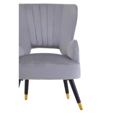 Loretta Grey Velvet Chair with Cut Out Back