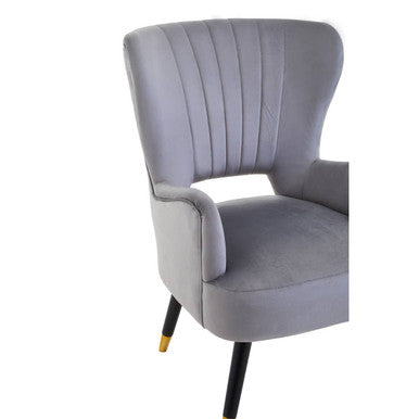 Loretta Grey Velvet Chair with Cut Out Back