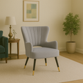Loretta Grey Velvet Chair with Cut Out Back