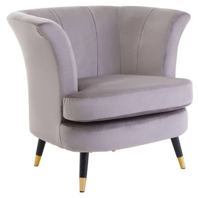 Loretta Mink Velvet Accent Chair with Scalloped Back