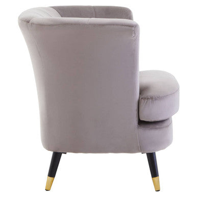 Loretta Mink Velvet Accent Chair with Scalloped Back