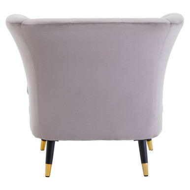 Loretta Mink Velvet Accent Chair with Scalloped Back