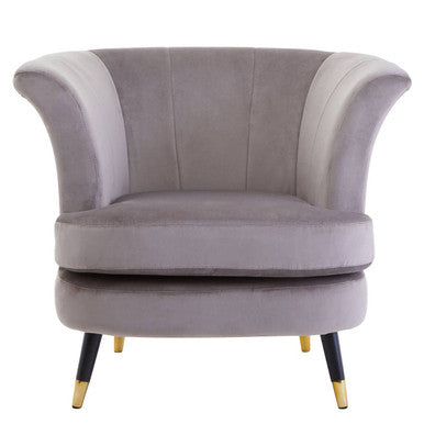 Loretta Mink Velvet Accent Chair with Scalloped Back