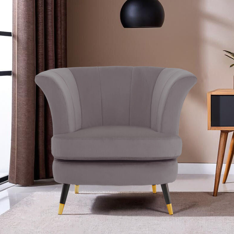 Loretta Mink Velvet Accent Chair with Scalloped Back