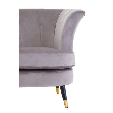 Loretta Mink Velvet Accent Chair with Scalloped Back