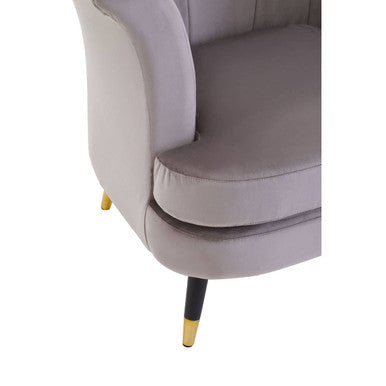 Loretta Mink Velvet Accent Chair with Scalloped Back