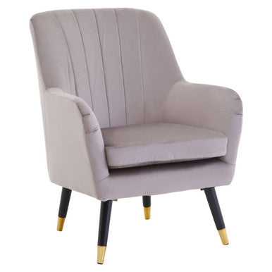 Loretta Mink Velvet Accent Chair with Black Legs and Padded Seat
