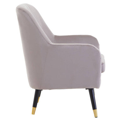 Loretta Mink Velvet Accent Chair with Black Legs and Padded Seat