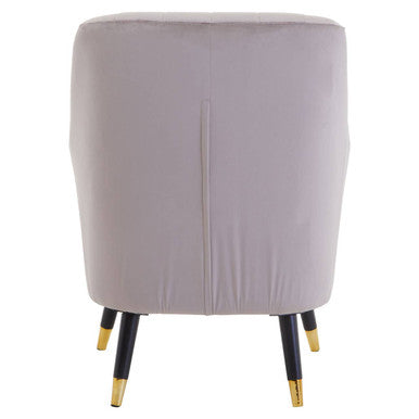 Loretta Mink Velvet Accent Chair with Black Legs and Padded Seat