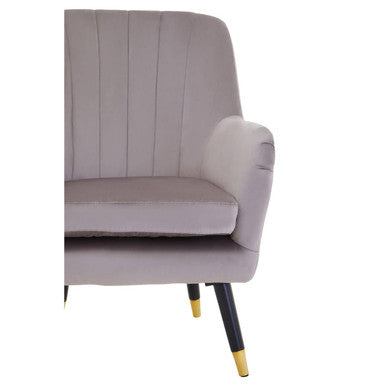 Loretta Mink Velvet Accent Chair with Black Legs and Padded Seat
