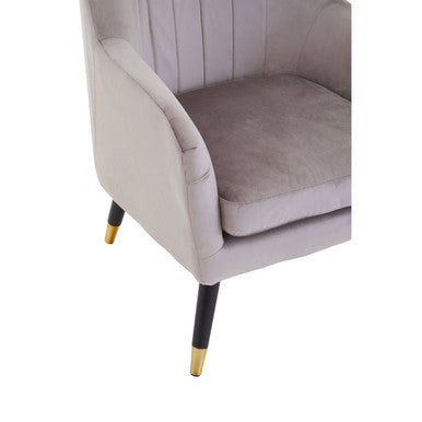 Loretta Mink Velvet Accent Chair with Black Legs and Padded Seat
