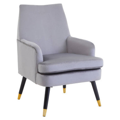 Loretta Grey Velvet Accent Chair with Padded Seat