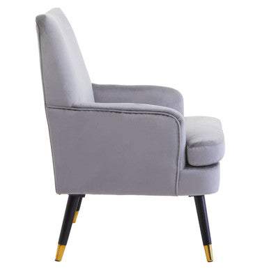 Loretta Grey Velvet Accent Chair with Padded Seat