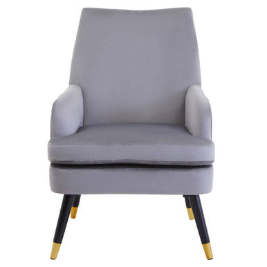 Loretta Grey Velvet Accent Chair with Padded Seat