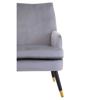 Loretta Grey Velvet Accent Chair with Padded Seat