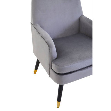Loretta Grey Velvet Accent Chair with Padded Seat