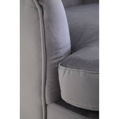 Loretta Grey Velvet Accent Chair with Padded Seat