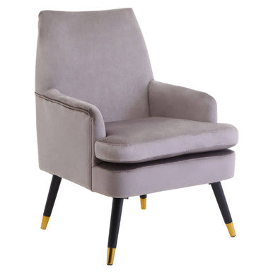 Loretta Mink Velvet Accent Chair with Wooden Legs and Padded Seat