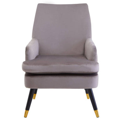 Loretta Mink Velvet Accent Chair with Wooden Legs and Padded Seat