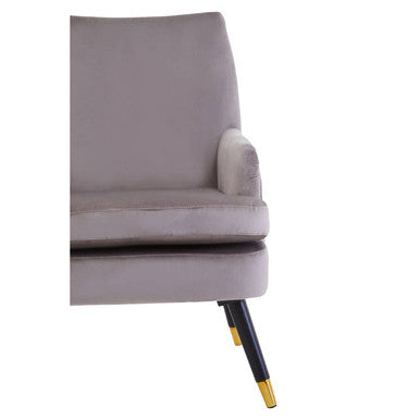 Loretta Mink Velvet Accent Chair with Wooden Legs and Padded Seat