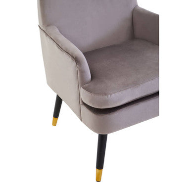 Loretta Mink Velvet Accent Chair with Wooden Legs and Padded Seat