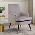 Loretta Mink Velvet Accent Chair with Wooden Legs and Padded Seat