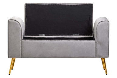 Loretta Grey Velvet Storage Bench with Tufted Seat