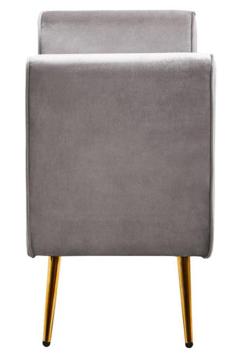 Loretta Grey Velvet Storage Bench with Tufted Seat