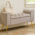 Loretta Mink Velvet Storage Bench with Tufted Seat