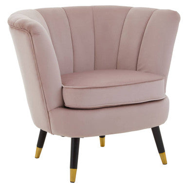 Loretta Dusky Pink Velvet Accent Chair with Channel Tufting