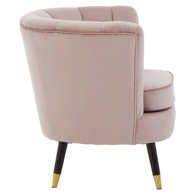 Loretta Dusky Pink Velvet Accent Chair with Channel Tufting