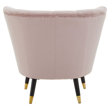 Loretta Dusky Pink Velvet Accent Chair with Channel Tufting