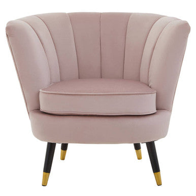 Loretta Dusky Pink Velvet Accent Chair with Channel Tufting