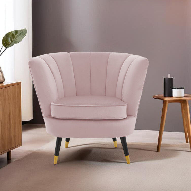 Loretta Dusky Pink Velvet Accent Chair with Channel Tufting