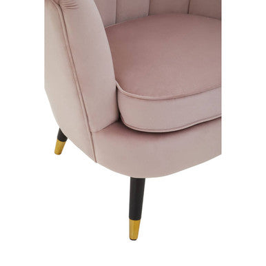 Loretta Dusky Pink Velvet Accent Chair with Channel Tufting