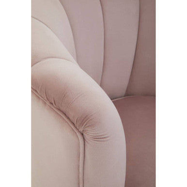 Loretta Dusky Pink Velvet Accent Chair with Channel Tufting