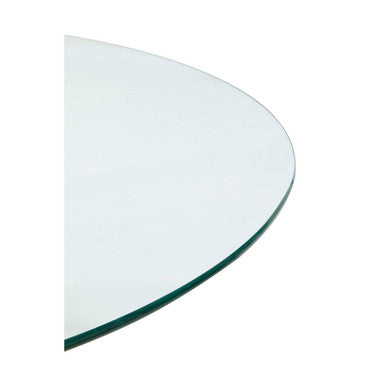 Clear Glass Top Round Dining Table with Black Wood Effect Metal Legs, Salford