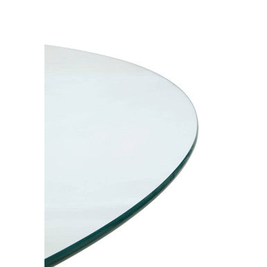 Clear Glass Top Round Dining Table with Grey Metal Legs, Salford