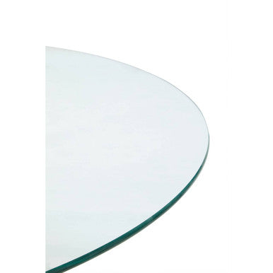 Clear Glass Top Round Dining Table with Black Metal Legs, Salford