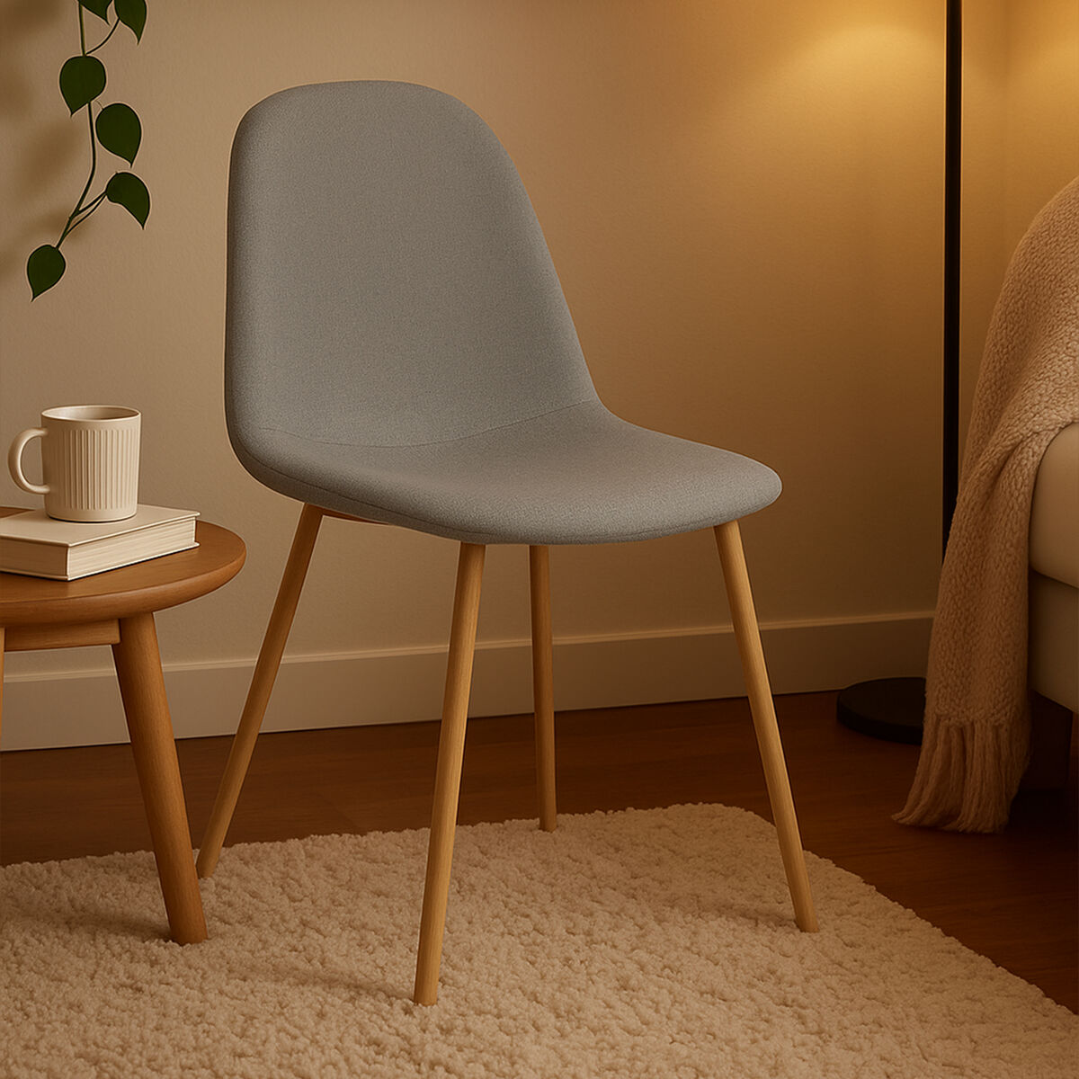 Salford Grey Fabric Dining Chair With Wood Effect Legs