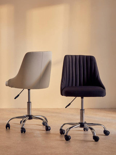Brent Ribbed Black And Chrome Home Office Chair