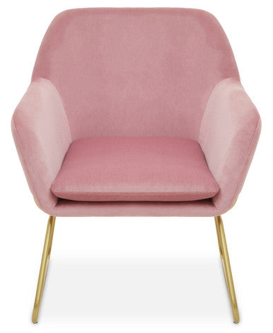 Xander Pink Velvet Modern Accent Chair with Gold Finish Base
