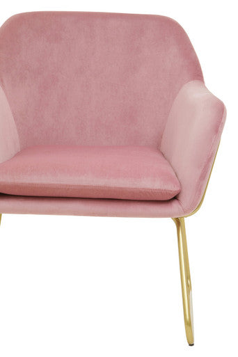Xander Pink Velvet Modern Accent Chair with Gold Finish Base
