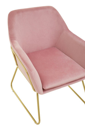 Xander Pink Velvet Modern Accent Chair with Gold Finish Base
